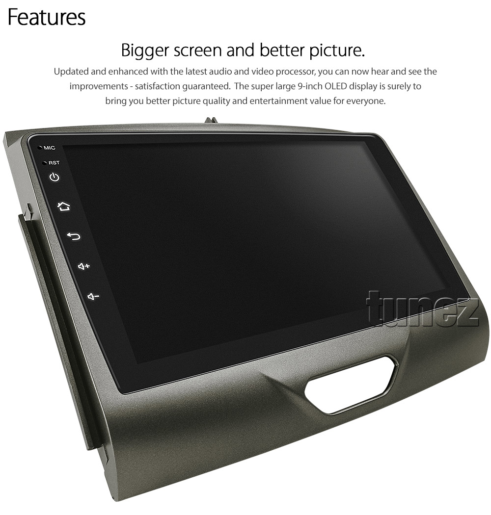 SRRFRT603AND GPS Aftermarket Ford Ranger T6 PX Mk2 Mk 2 Mk3 Mk 3 2015 2016 2017 2018 2019 XL XLT XLS Wildtrak Limited2 Limited 2 SYNC 3 large 9-inch 9' touchscreen Universal Double DIN Latest Australia UK European USA Apple CarPlay Android Auto 10 Car USB player radio stereo 4G LTE WiFi head unit details Aftermarket External and Internal Microphone Bluetooth Europe Sat Nav Navi Plug and Play ISO Plug Wiring Harness Matching Fascia Kit Facia Free Reversing Camera Album Art ID3 Tag RMVB MP3 MP4 AVI MKV Full High Definition FHD MyLink My Link 1080p DAB+ Digital Radio DAB + Connects2