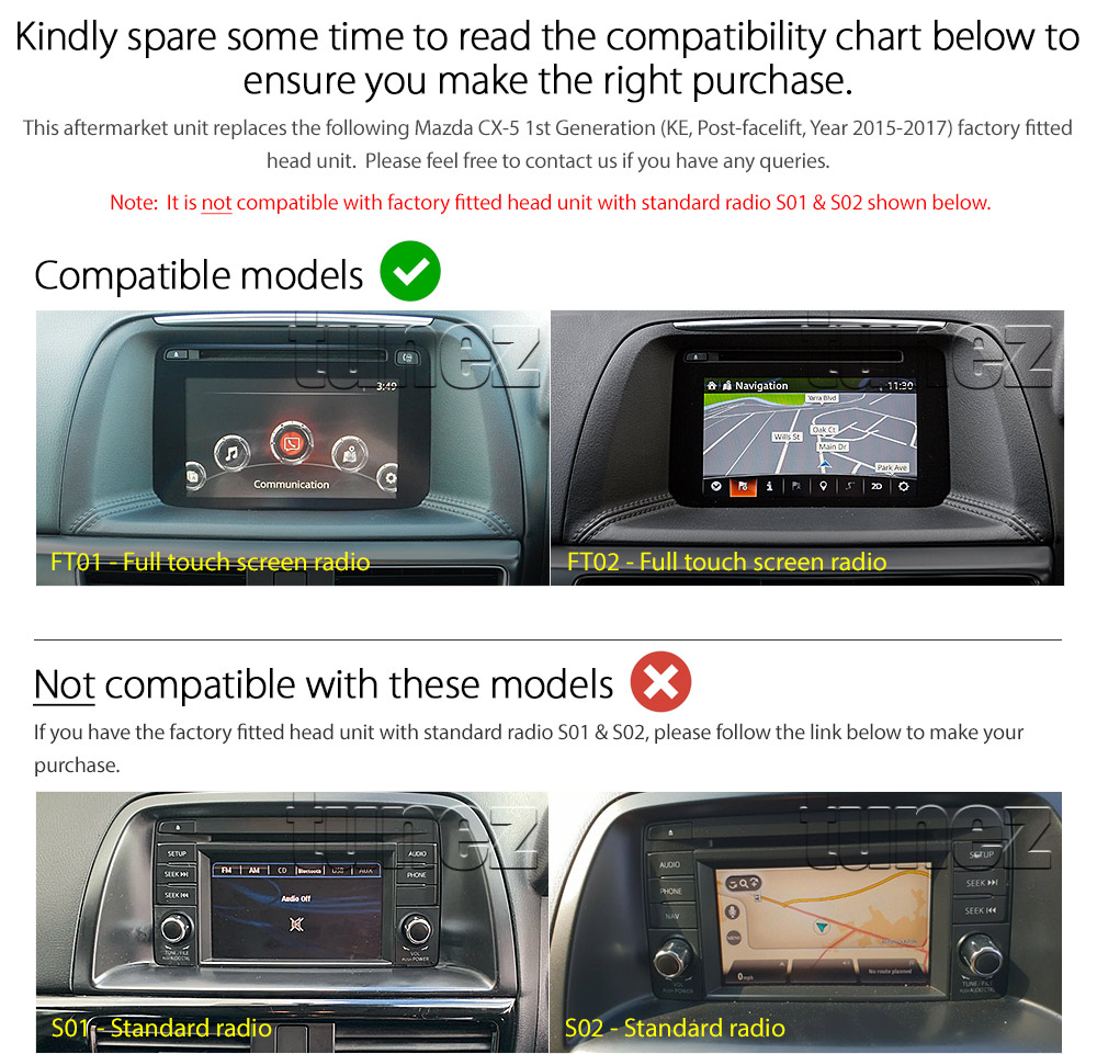 SRRMCX502AND-FT GPS Aftermarket Mazda CX-5 CX5 KE Series Post-Facelift 2015 2016 2017 Chassis 1st Generation capacitive 10 inches touchscreen Universal Double DIN Latest Australia UK European Apple CarPlay Android Auto 10 Car USB player radio stereo 4G LTE WiFi head unit details Aftermarket External and Internal Microphone Bluetooth Europe Sat Nav Navi Plug and Play ISO Plug Wiring Harness Matching Fascia Kit Facia Free Reversing Camera Album Art ID3 Tag RMVB MP3 MP4 AVI MKV Full High Definition FHD 1080p DAB+ Digital Radio DAB + Connects2 RP4-MZ11 CTSMZ009.2