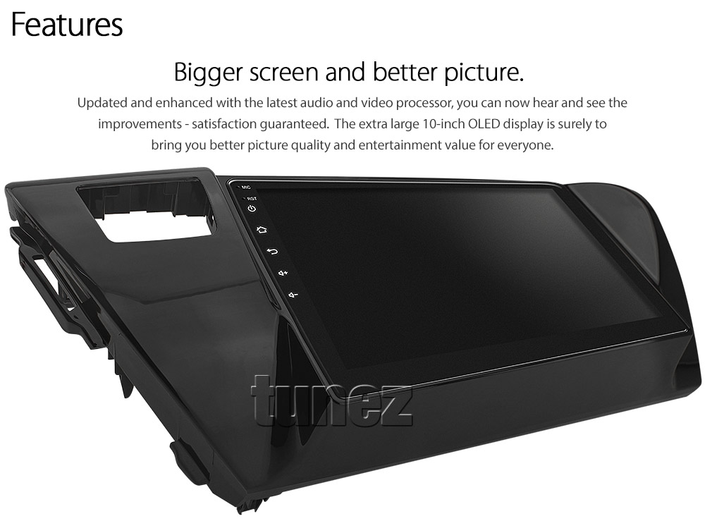 SRRTH01AND GPS Aftermarket Toyota Hilux 2015 2016 2017 2018 2019 2020 2021 SR SR5 Workmate Rogue Rugged X chassis 8th generation gen GUN1 AN120 AN130 10-inch touchscreen Universal Double DIN Latest Australia UK European USA Apple CarPlay Android Auto 10 Car USB player radio stereo 4G LTE WiFi head unit details Aftermarket External and Internal Microphone Bluetooth Europe Sat Nav Navi Plug and Play ISO Plug Wiring Harness Matching Fascia Kit Facia Free Reversing Camera Album Art ID3 Tag RMVB MP3 MP4 AVI MKV Full High Definition FHD 1080p DAB+ Digital Radio DAB + Connects2 CTSIZ001.2