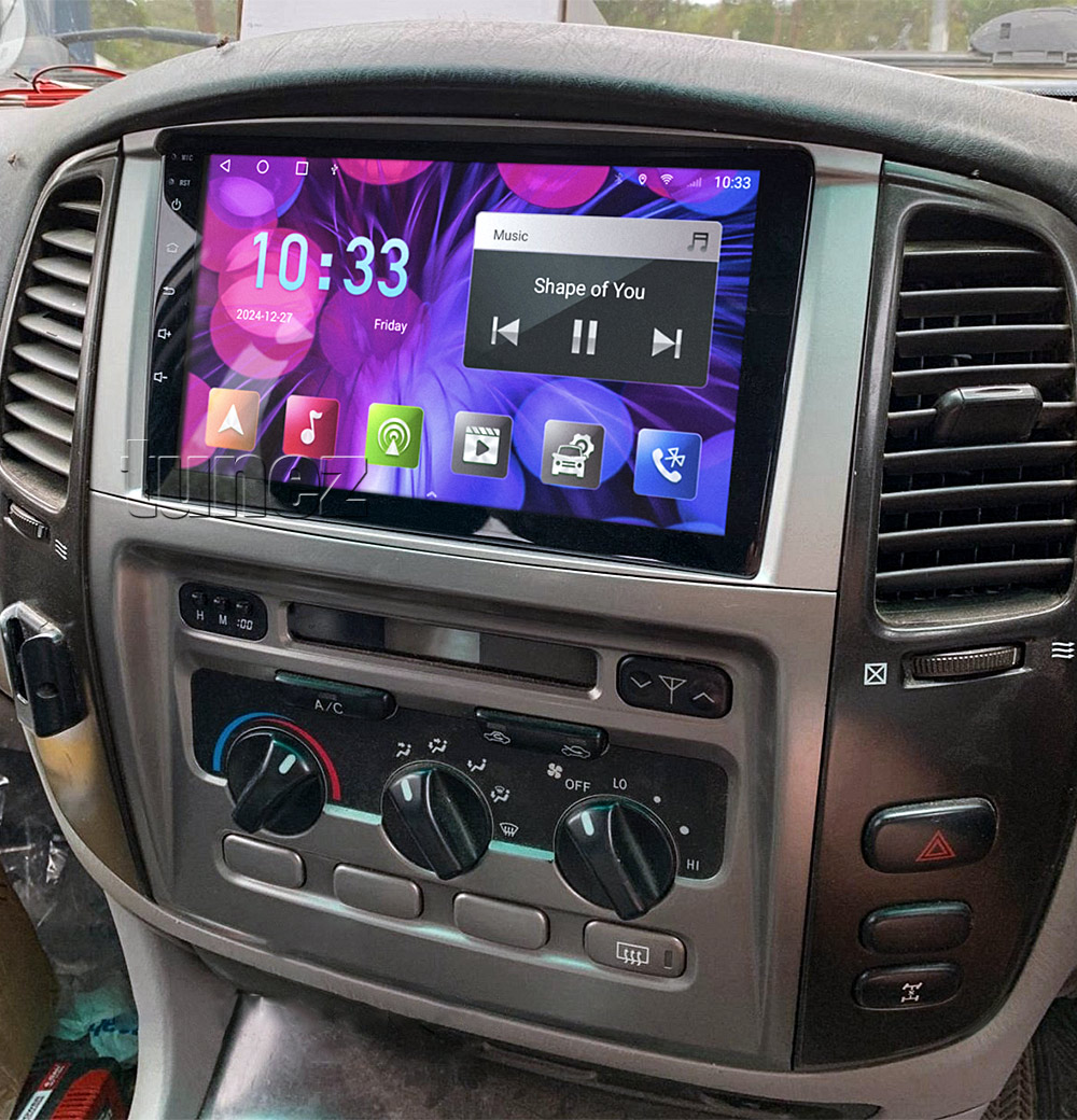SRRTLC08AND GPS Aftermarket Toyota Land Cruiser Landcruiser 100 Series J100 Post-facelift Facelift Year 2003 2004 2005 2006 2007 large 9-inch touchscreen Universal Double DIN Latest Australia UK European Apple CarPlay Android Auto 10 Car USB player radio stereo 4G LTE WiFi head unit details Aftermarket External and Internal Microphone Bluetooth Europe Sat Nav Navi Plug and Play ISO Plug Wiring Harness Matching Fascia Kit Facia Free Reversing Camera Album Art ID3 Tag RMVB MP3 MP4 AVI MKV Full High Definition FHD 1080p DAB+ Digital Radio DAB + Connects2 CTSTY008.2 CTSTY00C CTSTY00CAMP CTSTY013.2