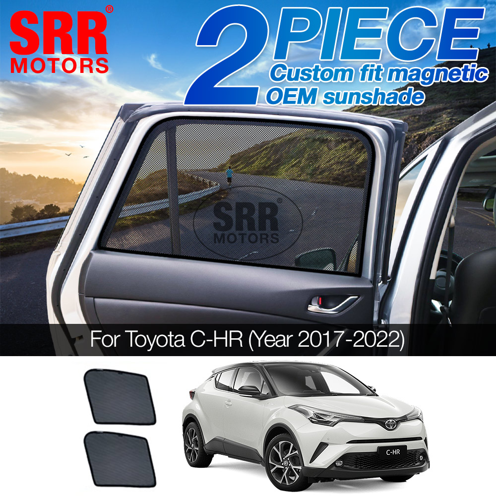 SRR Motors Sunshades WSTCHR01 Toyota CHR C-HR NGX10 NGX50 AX10 AX50 2017 2018 2019 2020 2021 2022 Custom Side Window Magnetic Sun Shade Rear Door Side Car Truck Compatible 2-piece With Privacy Curtain Dedicated Fit