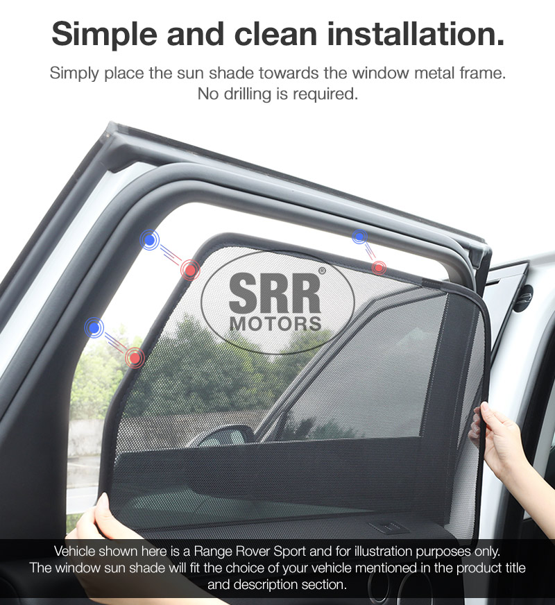 SRR Motors Sunshades WSHHRV01 Honda HR-V HRV RU 2015 2016 2017 2018 2019 2020 2021 Custom Side Window Magnetic Sun Shade Rear Door Side Car Truck Compatible With Privacy Curtain